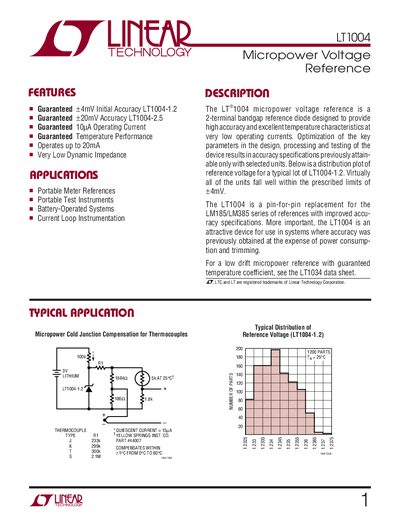 Linear Technology LT1004 Datasheet - cover page