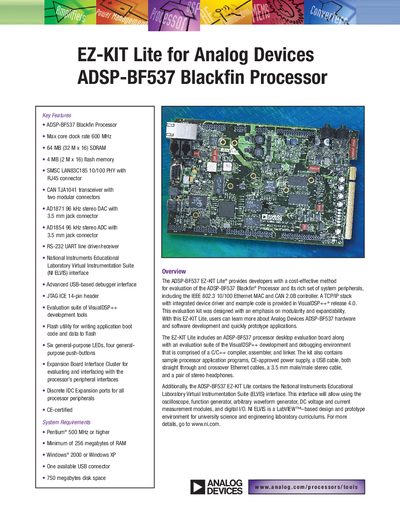 Analog Devices ADSP-BF537 EZ-KIT Lite Evaluation Kit User Manual