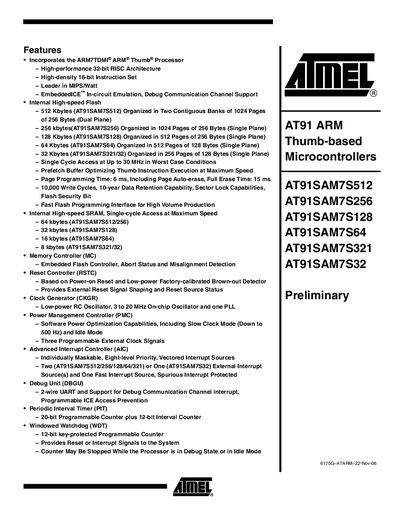 ATMEL AT91SAM7S512 AT91SAM7S256 AT91SAM7S128 AT91SAM7S64 AT91SAM7S321 AT91SAM7S32 handbook