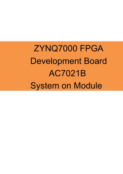Alinx AC7021B ZYNQ FPGA Development Board User Manual - cover page