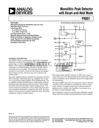 ANALOG DEVICES PKD01 handbook - cover page