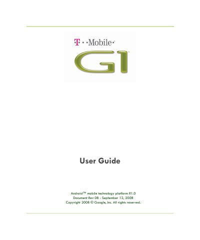 T-Mobile G1 User Guide - cover page