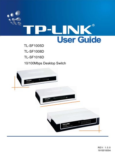 TP-Link TL-SF1005D/TL-SF1008D/TL-SF1016D 10/100Mbps Desktop Switch User Guide