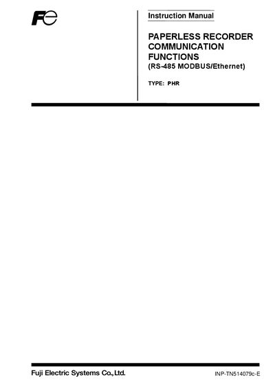 Fuji Electric PHR Instruction Manual - cover page
