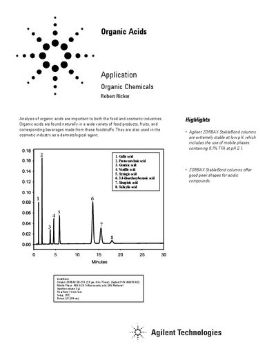 Agilent Organic Acids Application Note - cover page