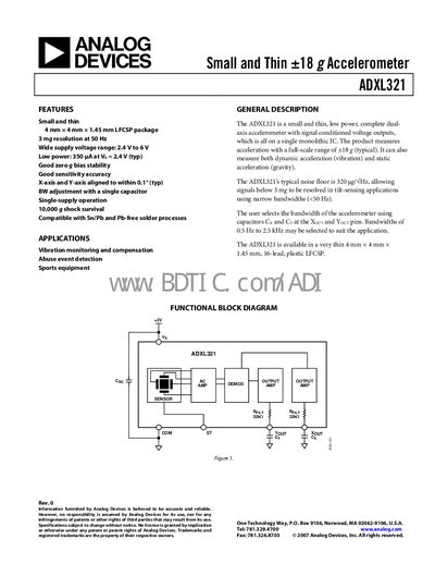 Analog Devices ADXL321 Datasheet - cover page
