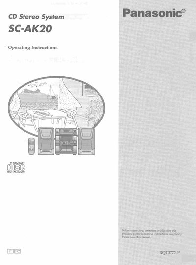 Panasonic SC-AK20 CD Stereo System Operating Instructions