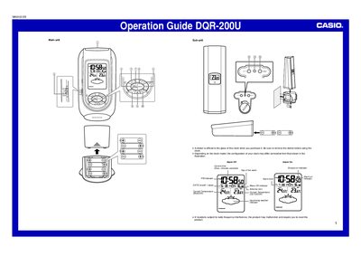 Casio DQR-200U Clock Operation Guide - cover page