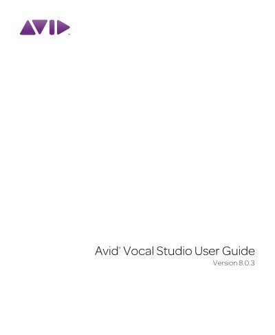 Avid Vocal Studio Version 8.0.3 User Guide - cover page