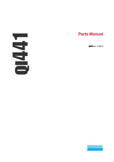 Sandvik QI441 Parts Manual - cover page
