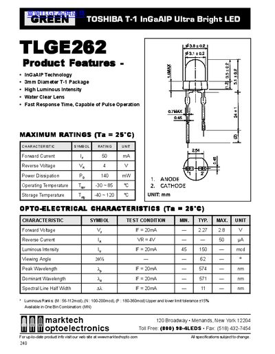 GREEN TLGE262 Manual - cover page