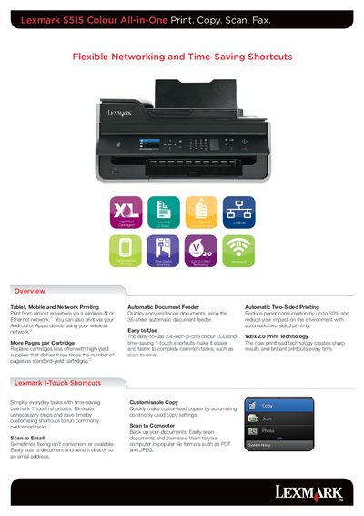 Lexmark S515 All-in-One Printer User Manual - cover page