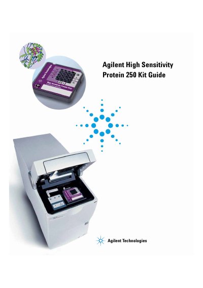 Agilent High Sensitivity Protein 250 Kit Guide Manual - cover page