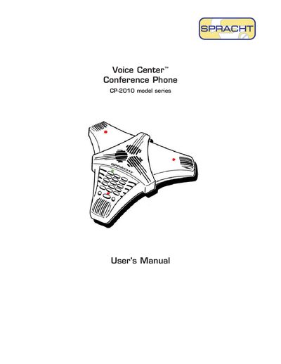 Spracht Voice Center CP-2010 Conference Phone User Manual - cover page