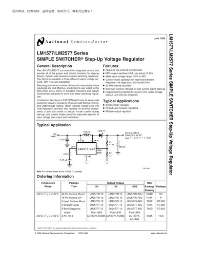National Semiconductor LM1577/LM2577 Series Datasheet - cover page