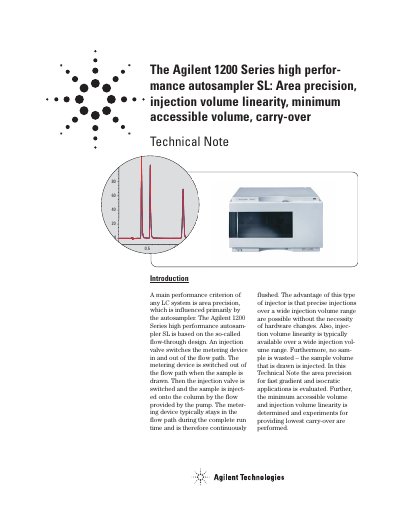 Agilent 1200 Series High Performance Autosampler SL Technical Note - cover page