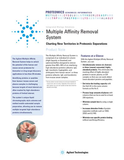 Agilent Multiple Affinity Removal System Product Brochure - cover page