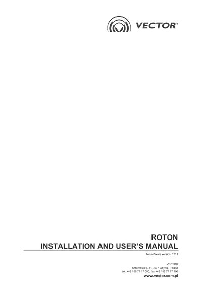 Vector ROTON Installation and User Manual - cover page