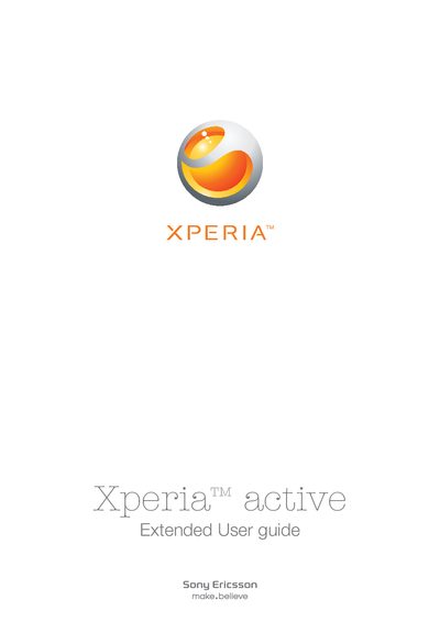 Sony Ericsson Xperia Active User Manual - cover page