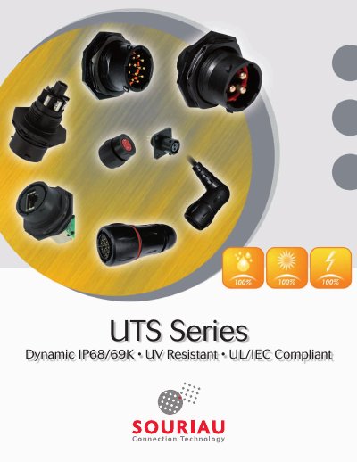 Souriau UTS Series Dynamic IP68/69K Connector Product Leaflet - cover page