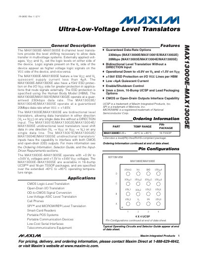 Maxim MAX13000E–MAX13005E 6‑Channel Level Translator Datasheet - cover page