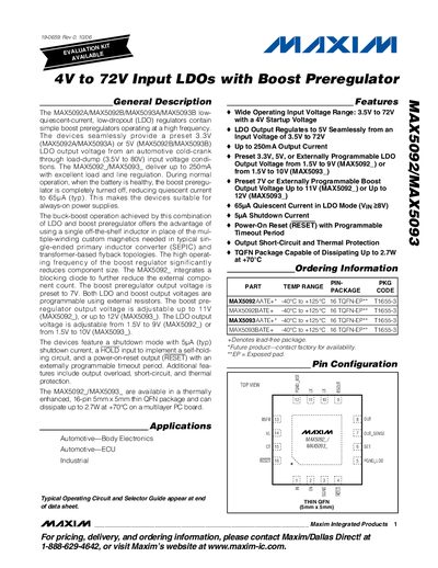 Maxim MAX5092/MAX5093 LDO Regulator Datasheet - cover page