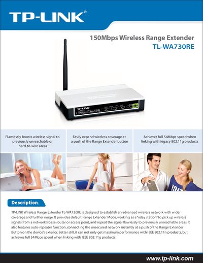 TP-Link TL-WA730RE Wireless Range Extender Quick Start Guide