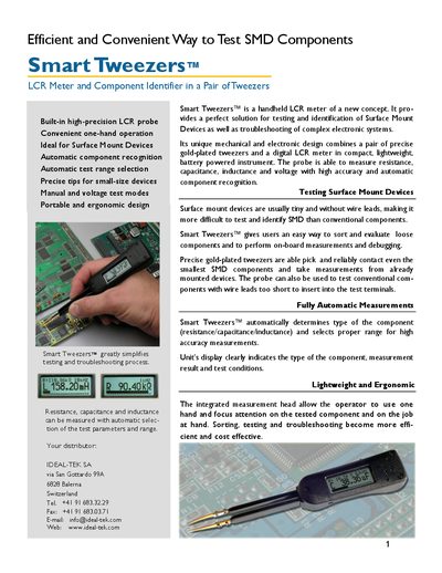 Ideal-tek Smart Tweezers LCR Meter User Manual - cover page