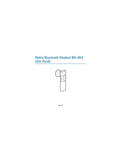 Nokia BH-804 Bluetooth Headset User Guide - cover page
