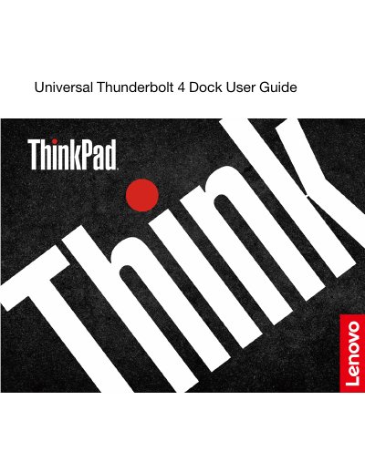 Lenovo ThinkPad Universal Thunderbolt 4 Dock User Guide - cover page
