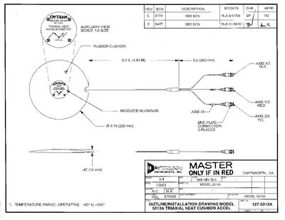 Dytran 5313A Triaxial Seat Cushion Accelerometer Outline/Installation Drawing - cover page