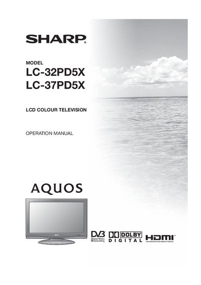 Sharp LC-32PD5X / LC-37PD5X LCD Colour Television Operation Manual - cover page