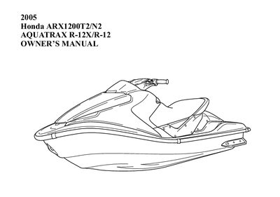 Honda ARX1200T2/N2AQUATRAX R-12X/R-12 Personal Watercraft Owner's Manual - cover page