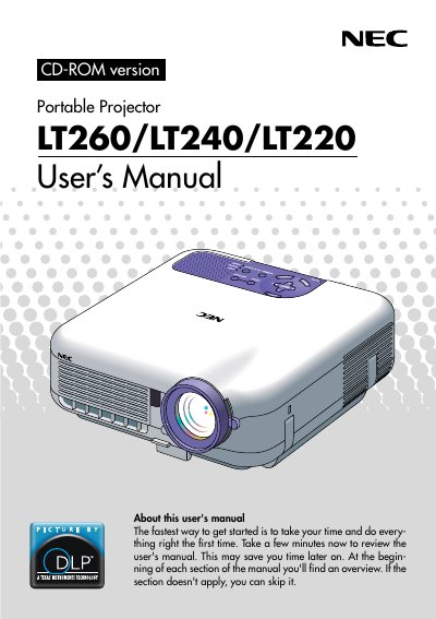 NEC LT260/LT240/LT220 Portable Projector User's Manual