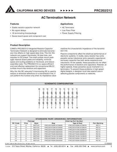 CALIFORNIA MICRO DEVICES PRC202/102 handbook - cover page