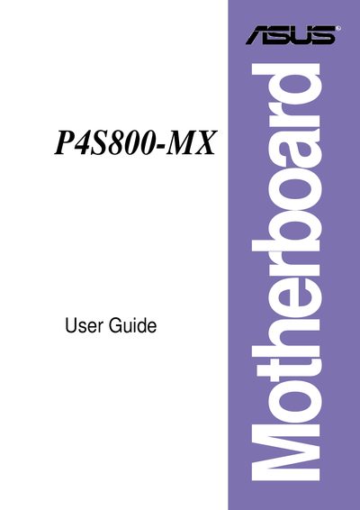 ASUS P4S800-MX Motherboard User Guide - cover page