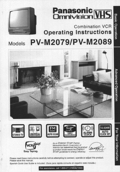 Panasonic PV-M2079/M2089 Combination VCR Operating Instructions - cover page