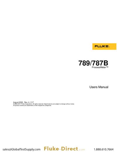 Fluke 789/787B ProcessMeter User Manual - cover page