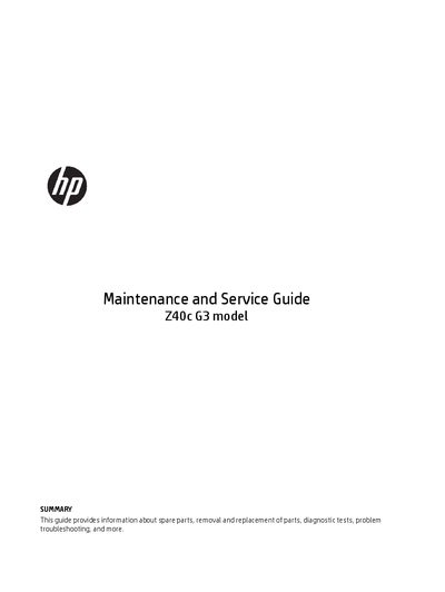 HP Z40c G3 Monitor Maintenance and Service Guide - cover page