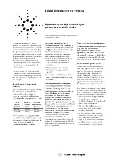 Agilent Technologies On-Demand Repair Services Manual - cover page