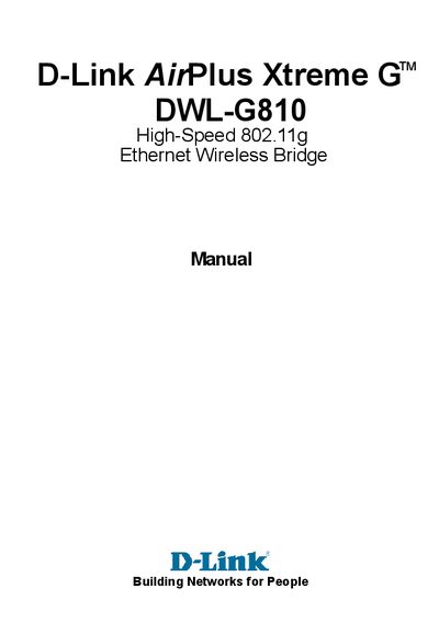 D-Link DWL-G810 User Manual - cover page
