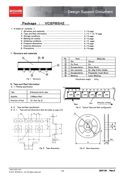 ROHM VCSP85H2 Package Design Support Document - cover page