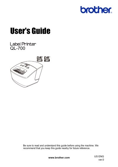 Brother QL-700 Label Printer User Manual - cover page