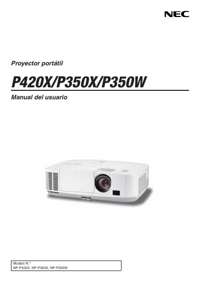 NEC P420X P350X P350W Projector User Manual - cover page