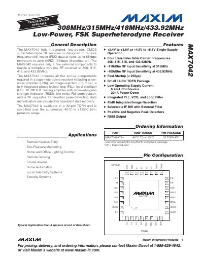 Maxim Integrated MAX7042 Datasheet - cover page