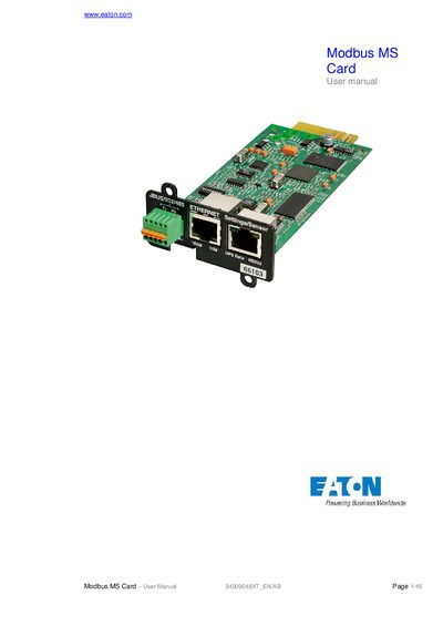 Eaton 34009048 XT Modbus MS Card User Manual - cover page