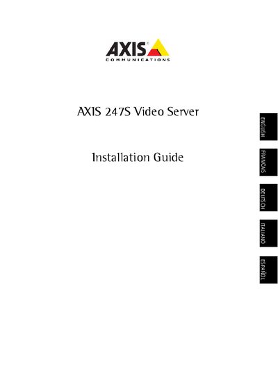 AXIS 247S Installation Guide - cover page