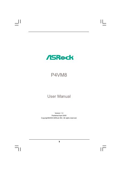 ASRock P4VM8 User Manual - cover page