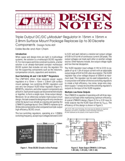 Linear Technology LTM4615 Triple Output DC/DC Module Datasheet Design Note 469 - cover page
