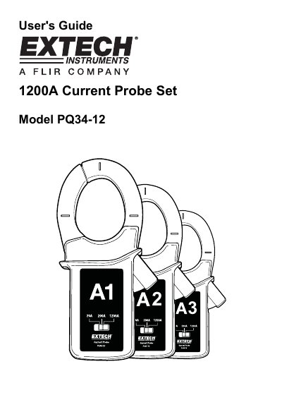 Extech PQ34-12 1200A Current Probe Set User's Guide - cover page